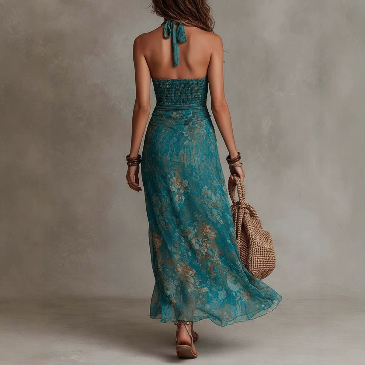 レディース ホルター ディープ V プリント スプリット ボ - Maxi Dress Halter のレビューと価格